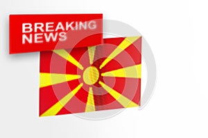 Breaking news, Northern Macedonia country`s flag and the inscription news