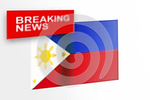 Breaking news, Philippines country`s flag and the inscription news