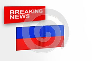 Breaking news, Russia country`s flag and the inscription news