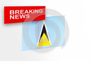 Breaking news, Saint Lucia country`s flag and the inscription news