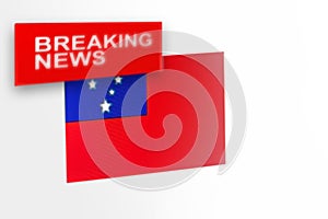 Breaking news, Samoa country`s flag and the inscription news