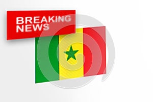 Breaking news, Senegal country`s flag and the inscription news