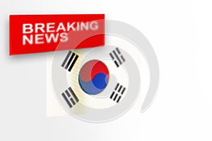 Breaking news, South Korea country`s flag and the inscription news