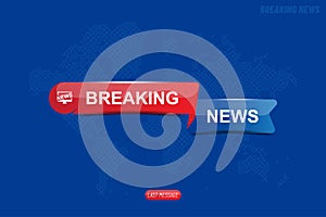 Breaking News template title with technology world map on white background for screen TV channel. Flat vector illustration EPS10