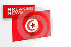 Breaking news, Tunisia country`s flag and the inscription news