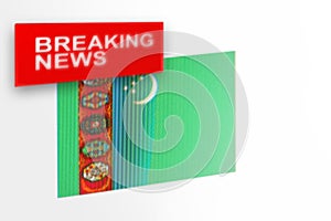 Breaking news, Turkmenistan country`s flag and the inscription news