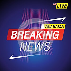 Breaking news. United states of America with backgorund. Alabama and map on Background vector art image illustration