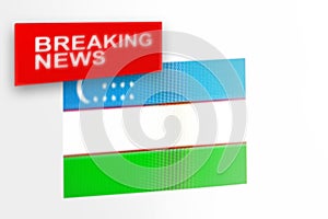 Breaking news, Uzbekistan country`s flag and the inscription news