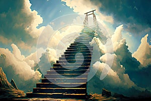 Breaking old lstairway to heaven eading to paradise photo