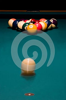 Breaking racked pool balls