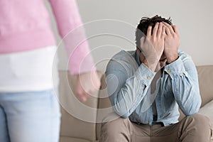 Breaking up, woman leaving, upset abandoned boyfriend, ending re photo