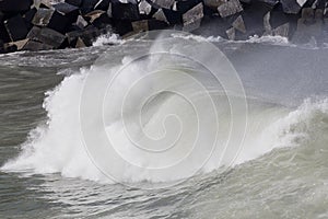 Breaking wave with white foam