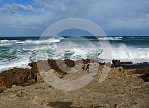 Breaking Waves Announcing A Storm At The Coast Of Warrnambool Victoria Australia