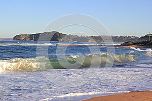 Mona Vale beach bay rolling waves photo