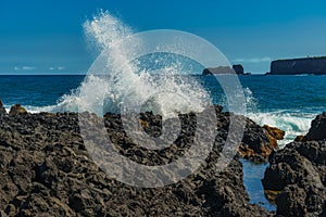 Breaking of waves at hana maui hawaii