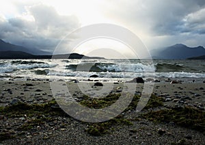 Breaking waves on Lake Manapouri