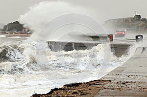 Breaking waves on the waterfront