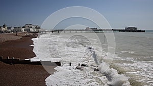 Breaking waves Worthing West Sussex