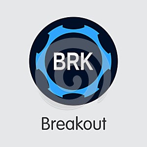 Breakout Virtual Currency Coin. Vector Symbol of BRK.
