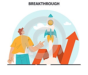 Breakthrough concept. Courage and motivation to break the obstacle