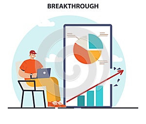 Breakthrough concept. Courage and motivation to break the obstacle