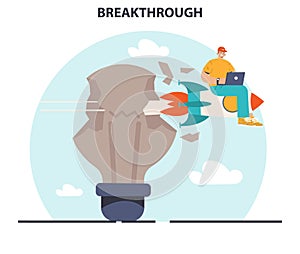 Breakthrough concept. Courage and motivation to break the obstacle