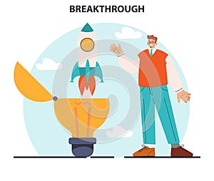 Breakthrough concept. Courage and motivation to break the obstacle