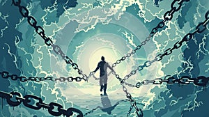 Breakthrough Concept: Person Breaking Free From Chains