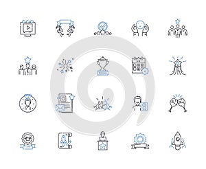 Breakthrough line icons collection. Innovation, Discovery, Progress, Breakout, Revolution, Advancement, Development