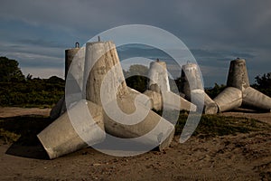 Breakwater concrete tetrapods