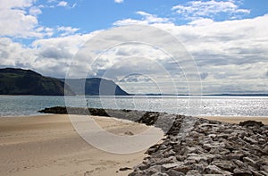 Breakwater Deganwy beach Conwy Bay Penmaen Mawr