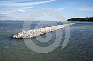 Breakwater at the entrance to Cowes Harbour Isle of Wight UK