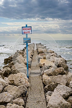 Breakwater on Lido Beach in Venice