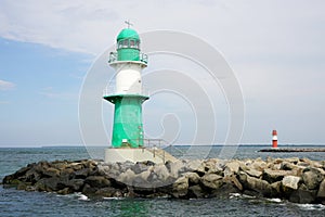 Breakwater lights at harbor entrance