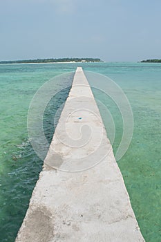 Breakwater in the ocean at the tropical island Fenfushi