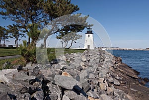 Breakwater Protects Newport Lighthouse