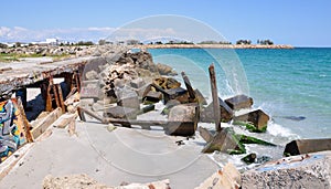 Breakwater with Tagging on the Indian Ocean: Fremantle, Western Australia