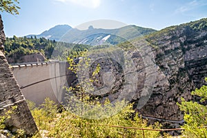 Breakwater of Vajont, Italy. Dolomites Dam photo