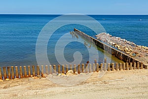 Breakwaters on the Baltic sea in clear weather