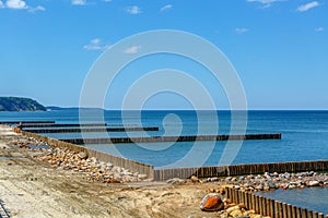 Breakwaters on the Baltic sea in clear weather