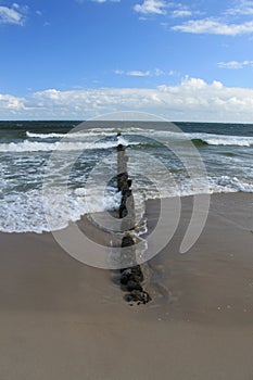 Breakwaters and calmly wavy Baltic Sea, Hel, Poland