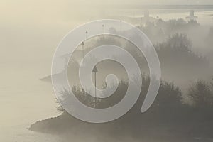 Breakwaters in the mist, Deventer, The Netherlands