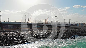 Breakwaters on Palm Jumeirah Island in Dubai.