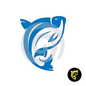 Bream fish logo. Stylized dynamic freshwater bream silhouette.