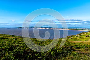 Brean Down trig point view to Weston-super-Mare UK