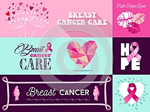 Breast cancer awareness campaign graphic elements set