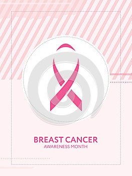 Breast cancer awareness card. Pink ribbon campaign