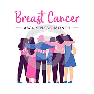 Breast Cancer Awareness card of women friend hug photo