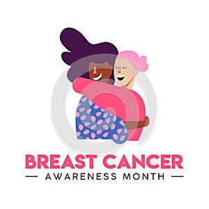 Breast Cancer Awareness card of women hug