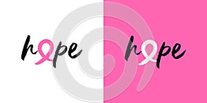 Breast cancer awareness hope pink ribbon quote